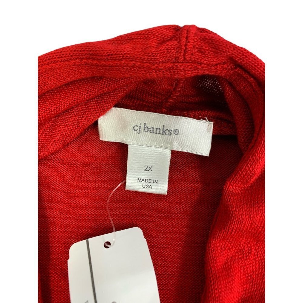 CJ Banks Women's Cherry Red Cardigan - Picture 3 of 7